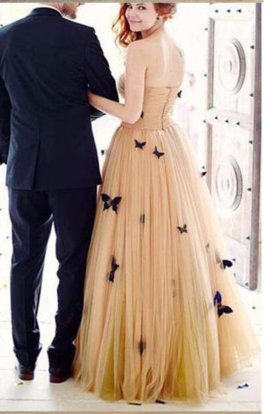 Beautiful Long Butterfly Sweetheart Ruffles Wedding Dress Bridal Gown OK921