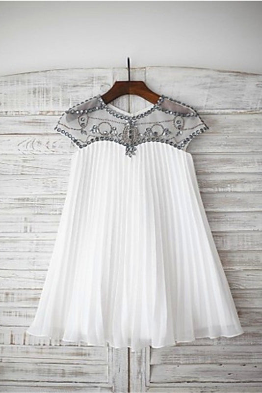 Chiffon Flower Girl Dress,Long Flower Girl Dresses,Beading Flower Girl Dress