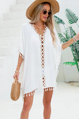 Ocevara Solid Color Hollow Tassel Swimsuit Cover Up - image 2