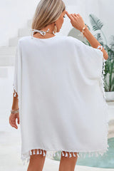 Ocevara Solid Color Hollow Tassel Swimsuit Cover Up - image 3