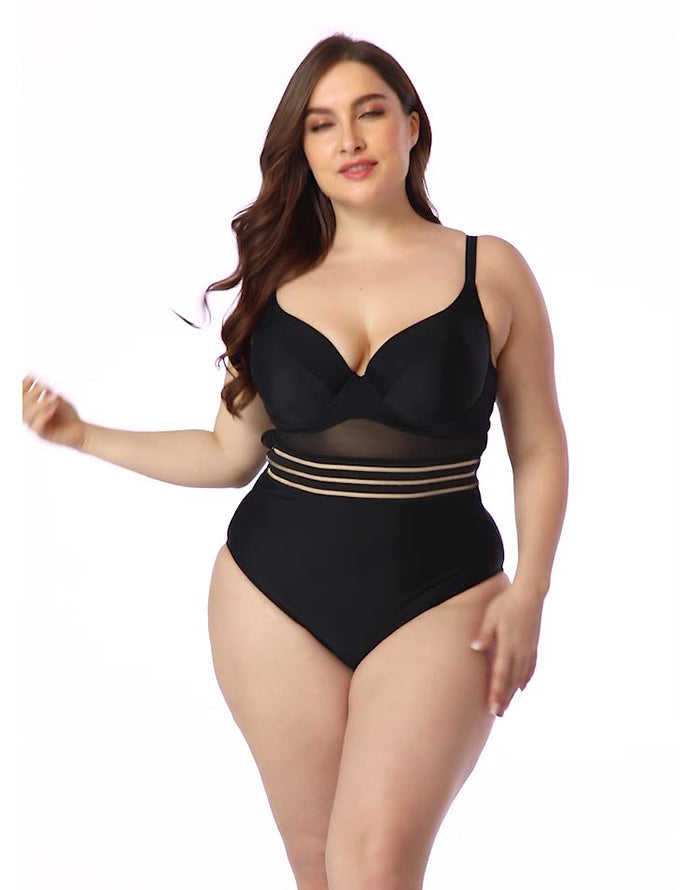 Ocevara Black Sweetheart Neckline Hollow One-Piece Swimsuit - image 5