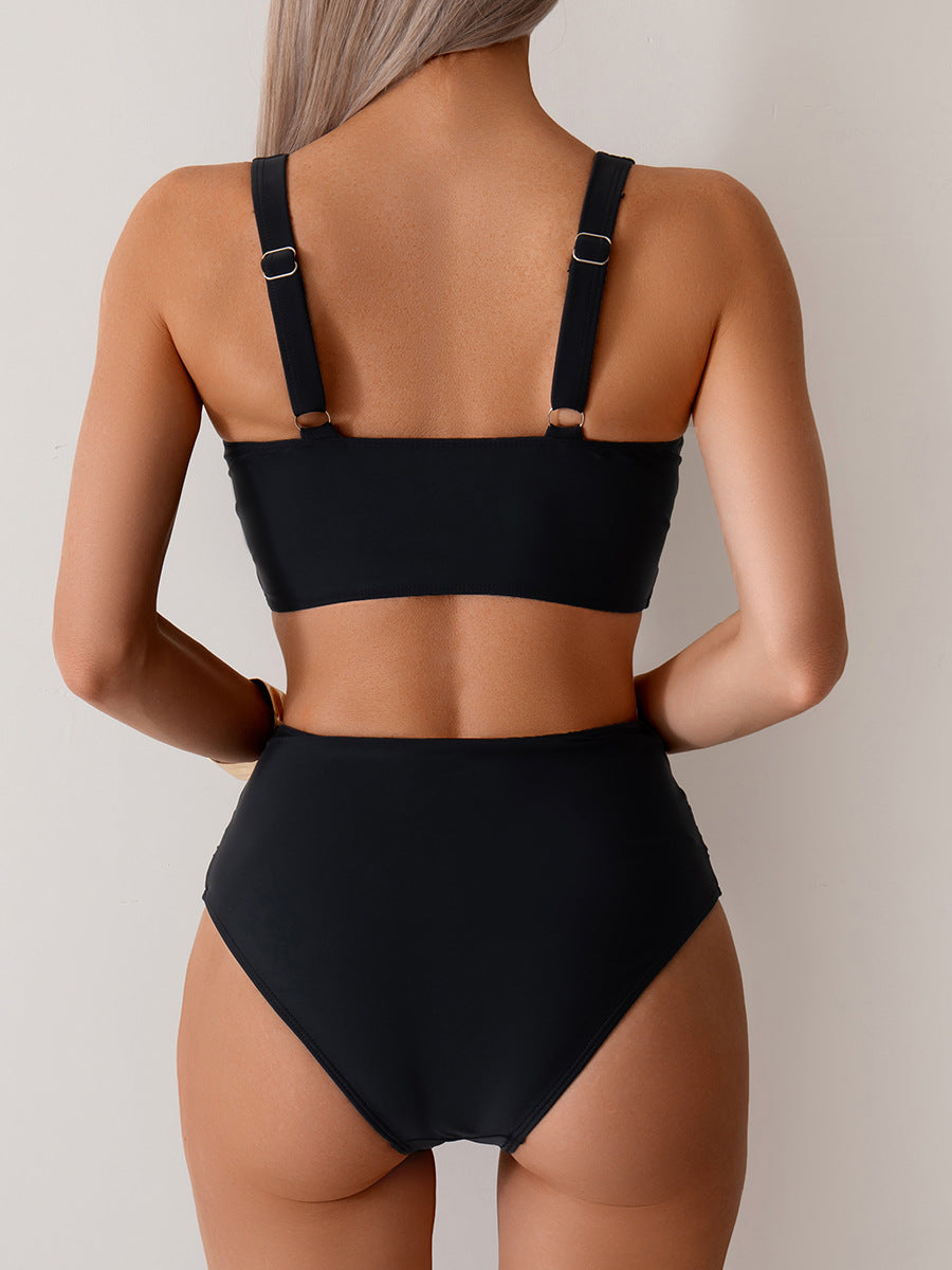 Ocevara Ocevara - Women's High Waisted Bikini Sets Solid Pleated 2 Piece Swimsuits Sexy Beach Sets - image 7