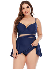 Ocevara Dark Blue Sweetheart Neckline Skirt One-Piece Swimsuit - image 4