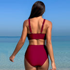 Women Sexy High Waist Bikini Sets Mesh Tummy Control 2 Piece Swimsuits