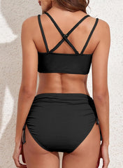 Ocevara Ocevara - Women's Bikini Sets Two Piece Swimsuit V Neck High Waisted Ruched Tummy Control - image 2