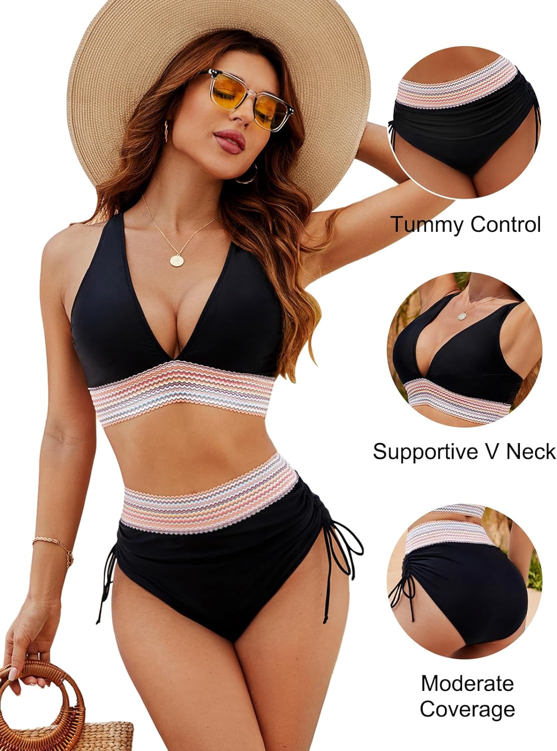 Ocevara Ocevara - High Waisted Tummy Control Color Block Bikini Sets - image 13