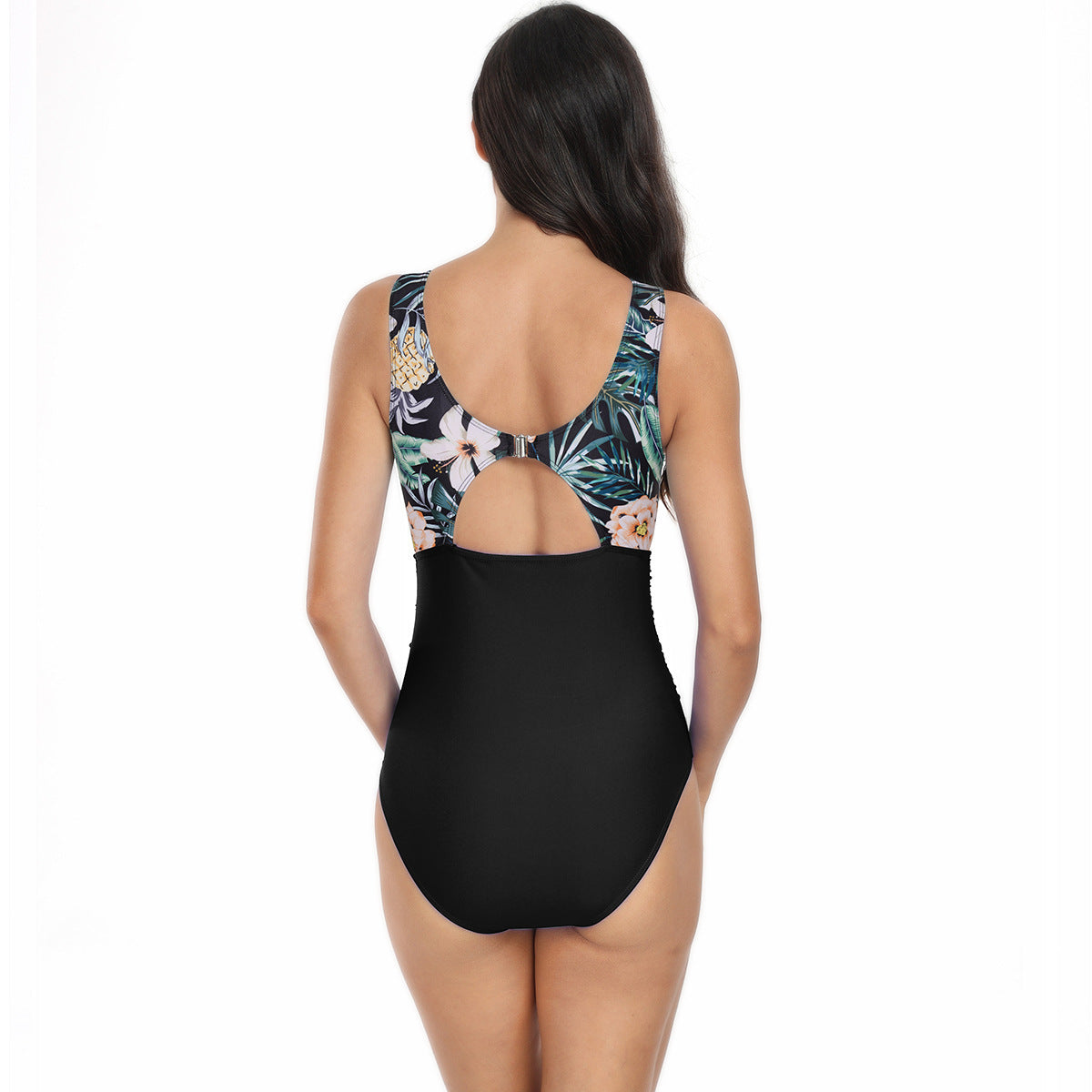 Ocevara - Womens One Piece Swimsuits Tummy Control Slimming Bikini Sets V Neck Printing Mesh Sheer Bathing Suit