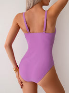 Ocevara - Women's One Piece Swimsuit Tummy Control Bathing Suit Plunge V Neck Swimwear