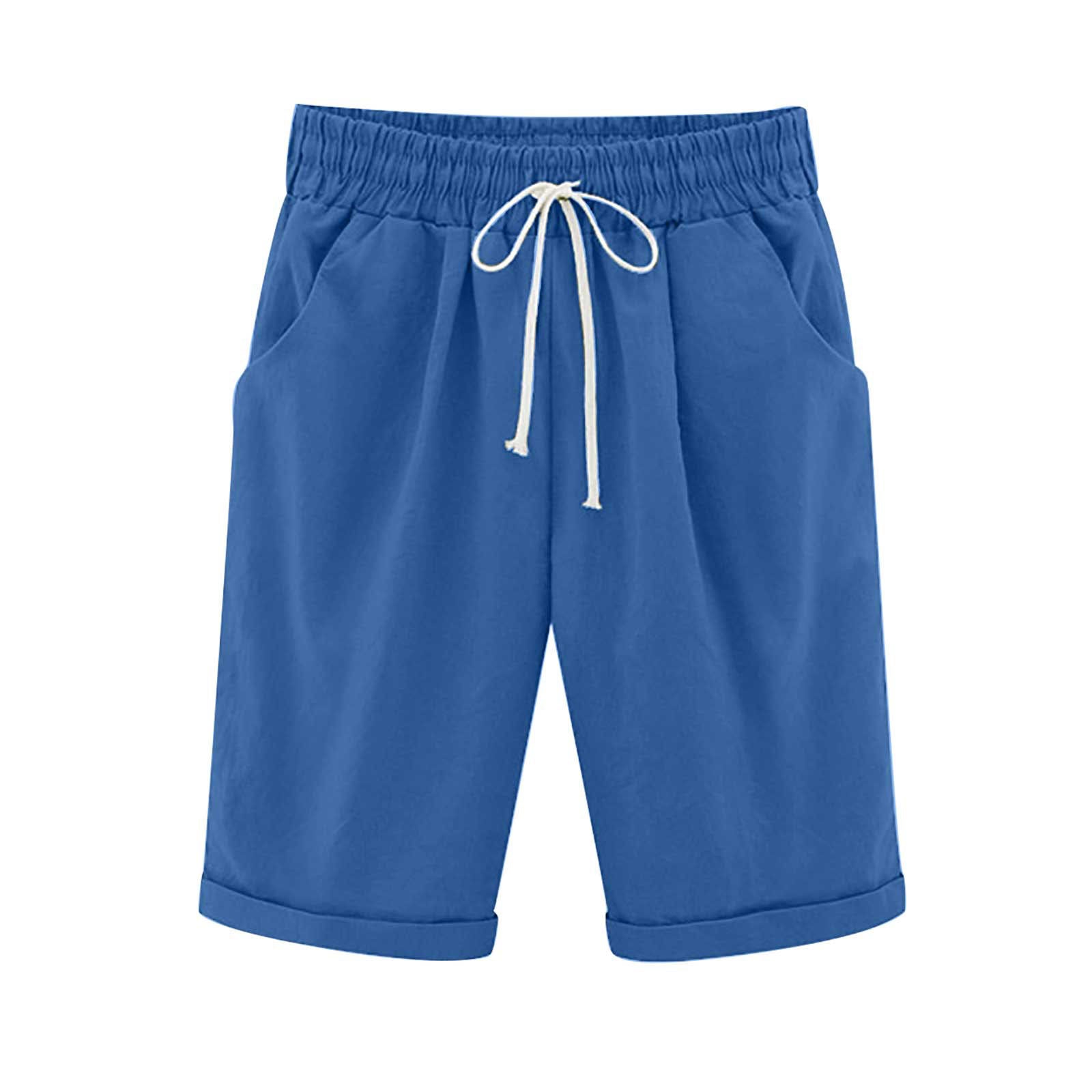 Ocevara Ocevara - Women's Elastic Waist Knee Length Casual Cotton Bermuda Shorts with Drawstring - image 7