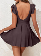 Ocevara - Women's One Piece Swimsuit Ruffle Cutout Swimdress Tummy Control V Neck Wrap Swimwear