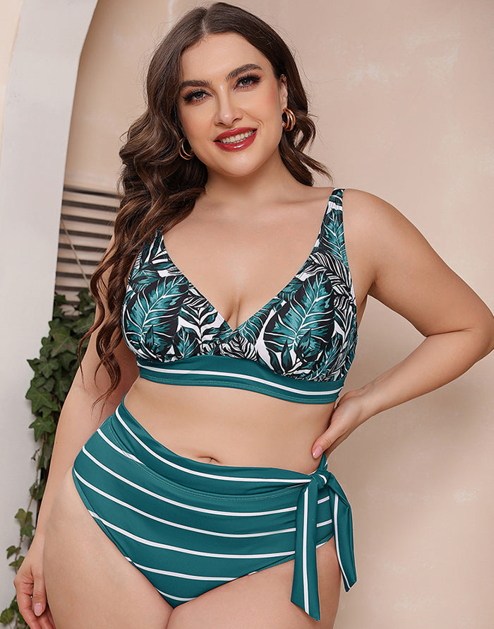 Ocevara Printed Stripe Plus Size Bikini - image 15