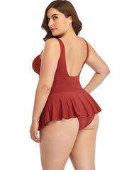 Ocevara Brick Red Sweetheart Neckline Underwire One-Piece Swimsuit - image 2