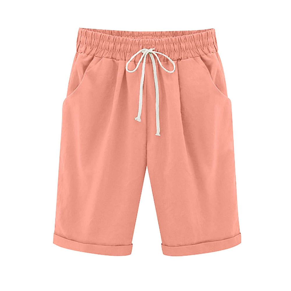 Ocevara Ocevara - Women's Elastic Waist Knee Length Casual Cotton Bermuda Shorts with Drawstring - image 15