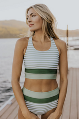 Ocevara Striped Zipper Back Chic Bikini Set - image 1