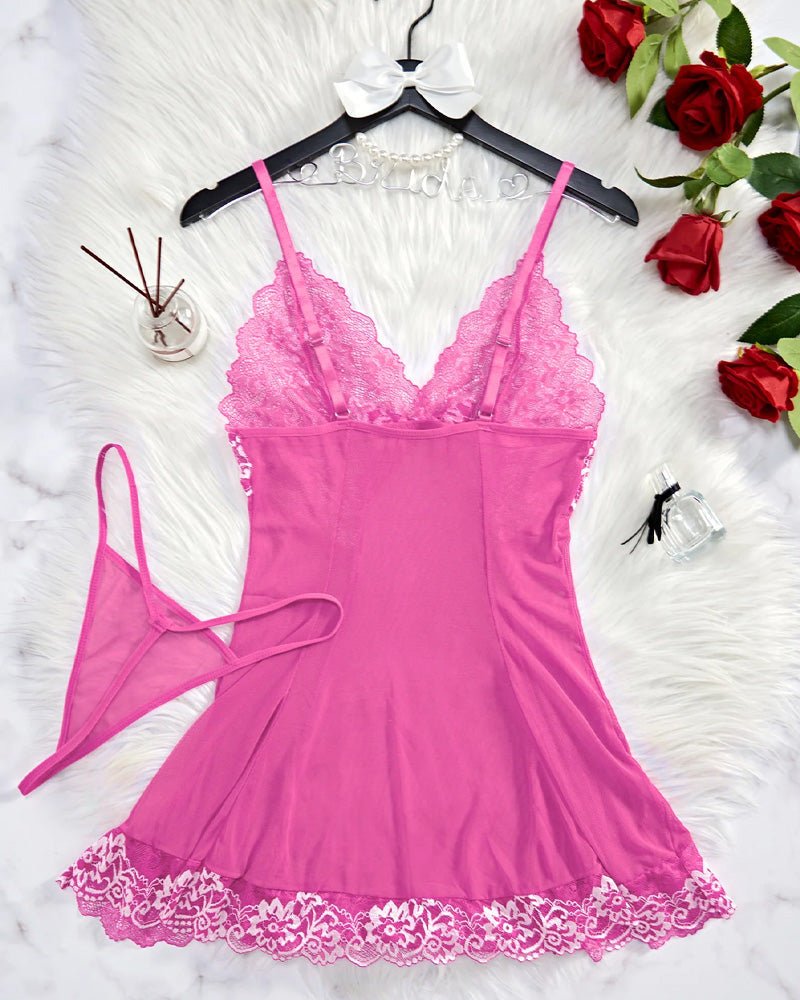 Ocevara Sexy Sheer Lace Nightgown with G-String - image 15