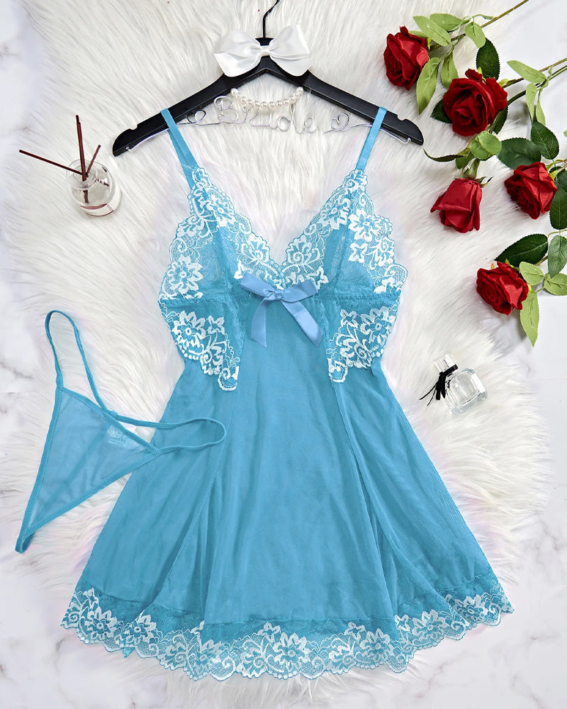 Ocevara Sexy Sheer Lace Nightgown with G-String - image 16
