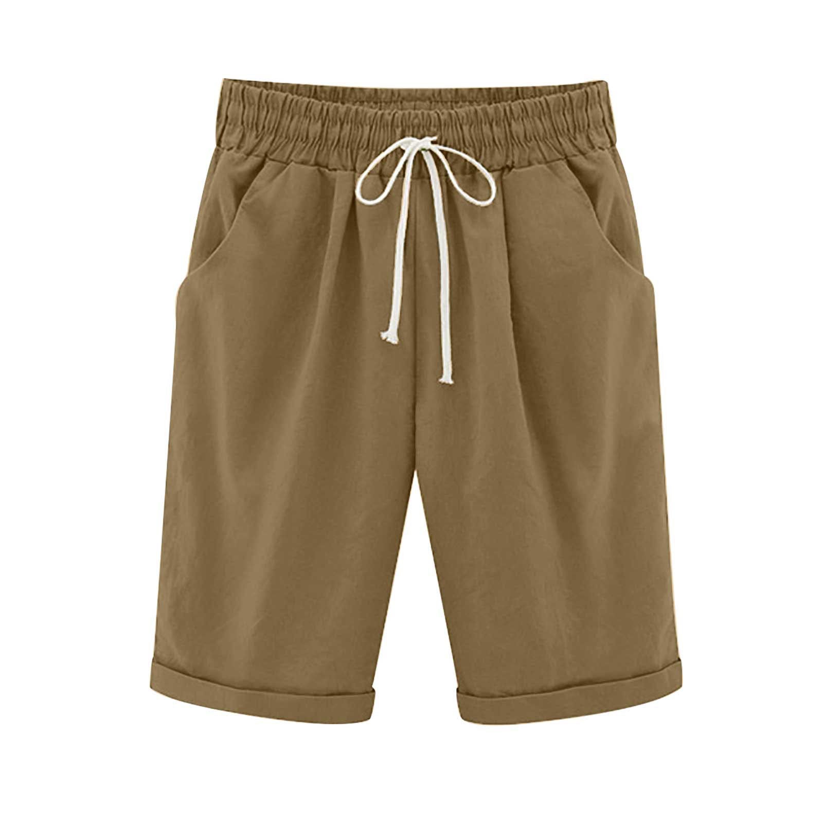 Ocevara Ocevara - Women's Elastic Waist Knee Length Casual Cotton Bermuda Shorts with Drawstring - image 19