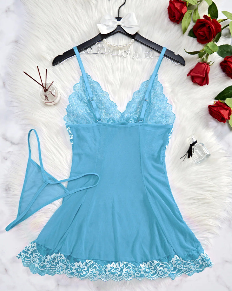 Ocevara Sexy Sheer Lace Nightgown with G-String - image 17