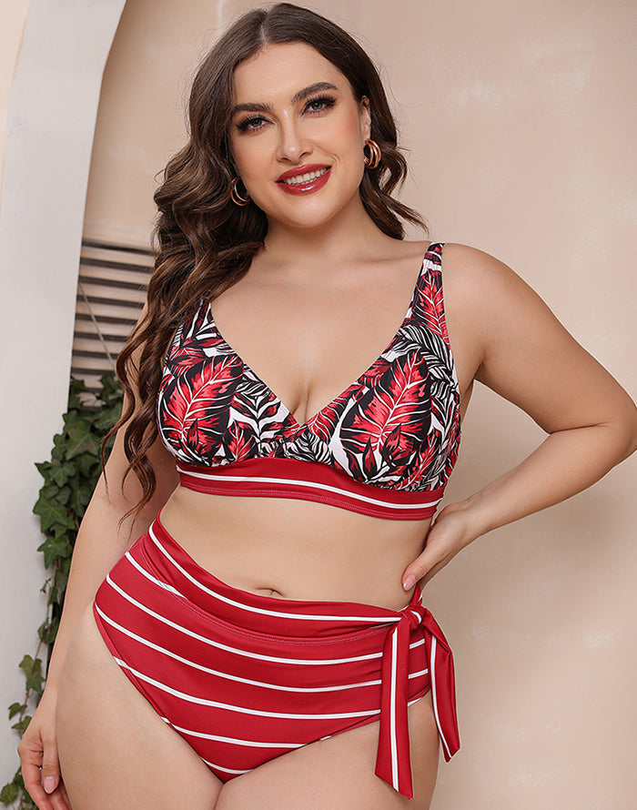 Ocevara Printed Stripe Plus Size Bikini - image 3