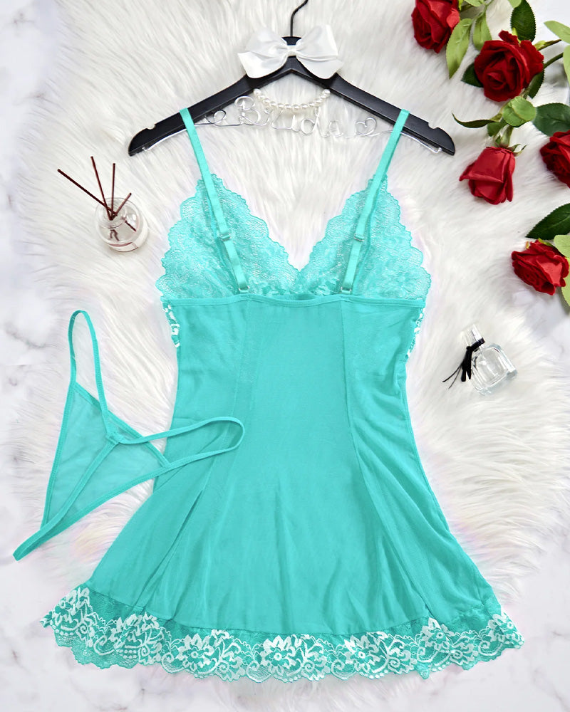 Ocevara Sexy Sheer Lace Nightgown with G-String - image 19