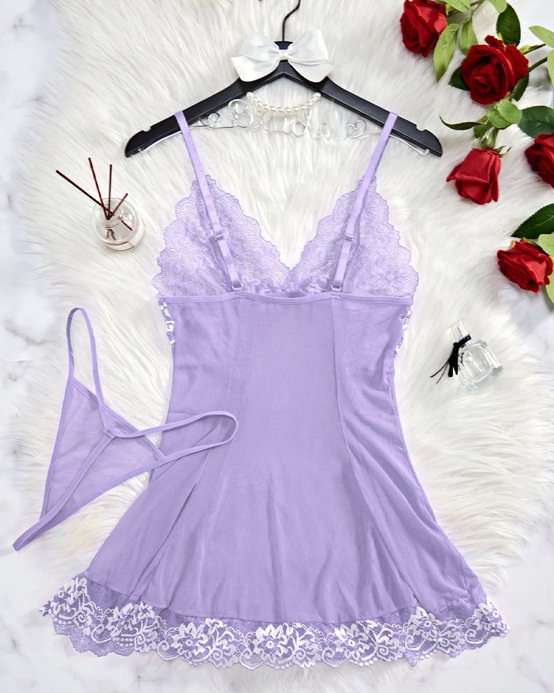 Ocevara Sexy Sheer Lace Nightgown with G-String - image 21