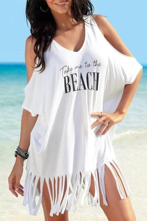 Ocevara Ocevara - Tassel Letters Print Cover Up - image 1