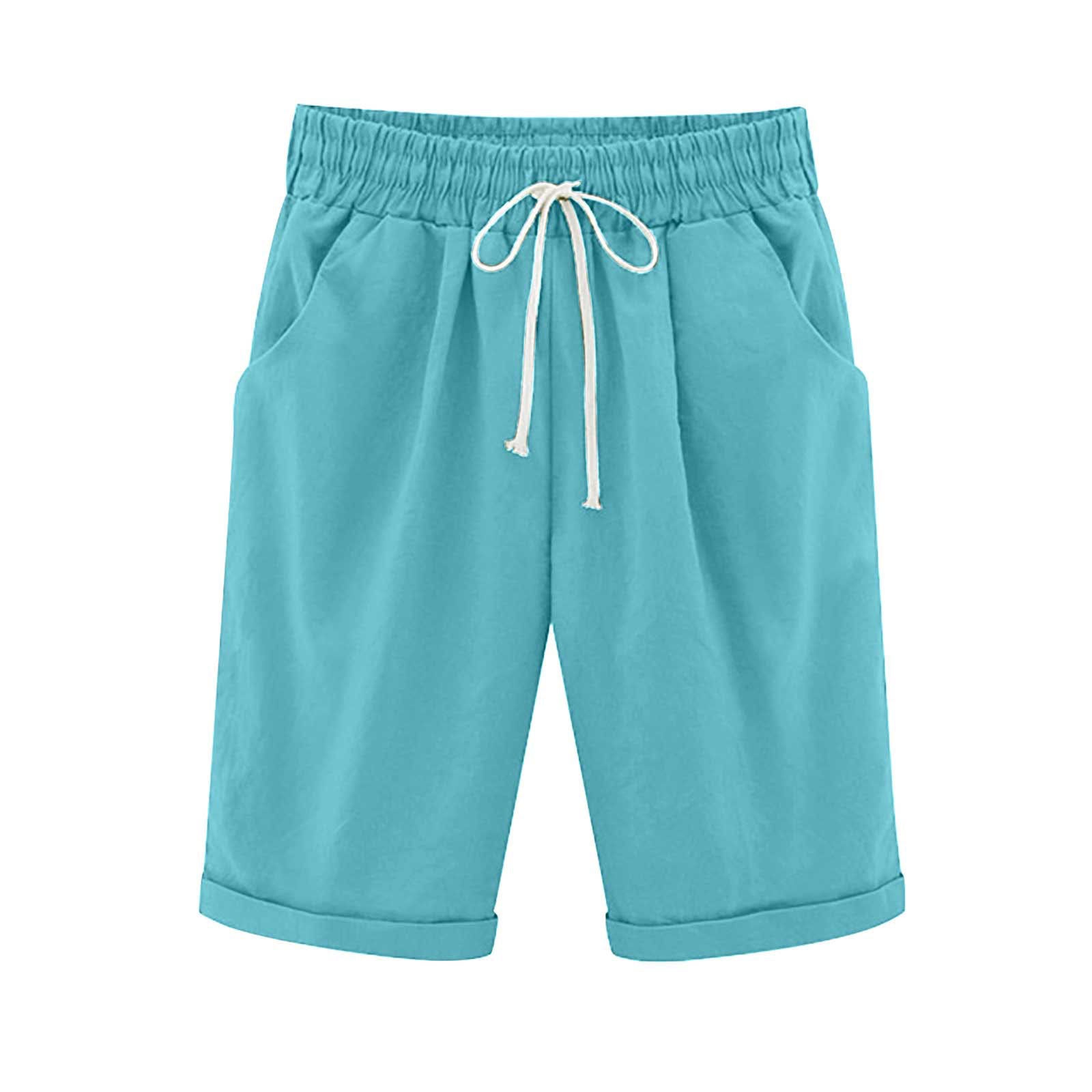 Ocevara Ocevara - Women's Elastic Waist Knee Length Casual Cotton Bermuda Shorts with Drawstring - image 3