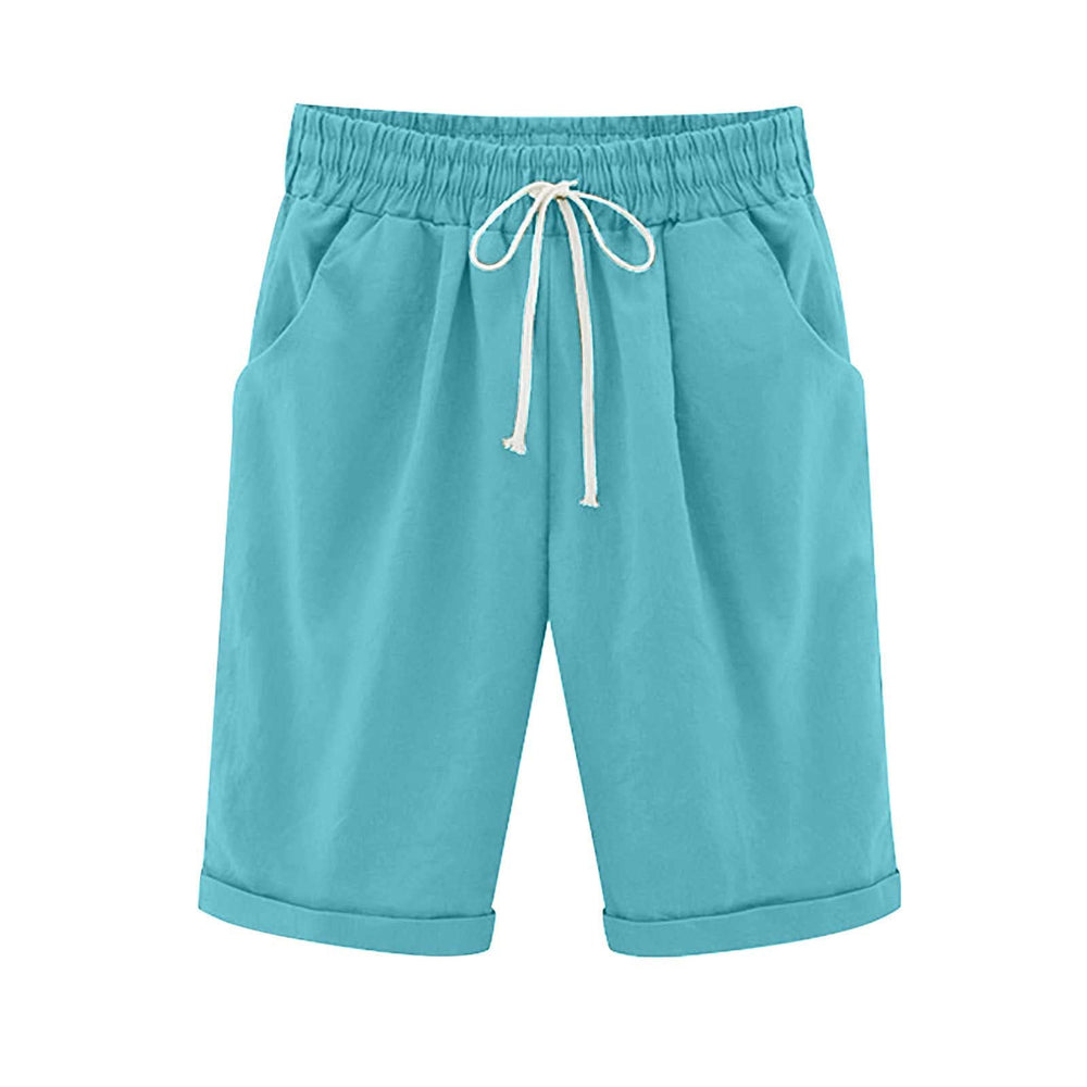 Ocevara Ocevara - Women's Elastic Waist Knee Length Casual Cotton Bermuda Shorts with Drawstring - image 3