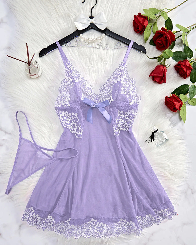 Ocevara Sexy Sheer Lace Nightgown with G-String - image 20
