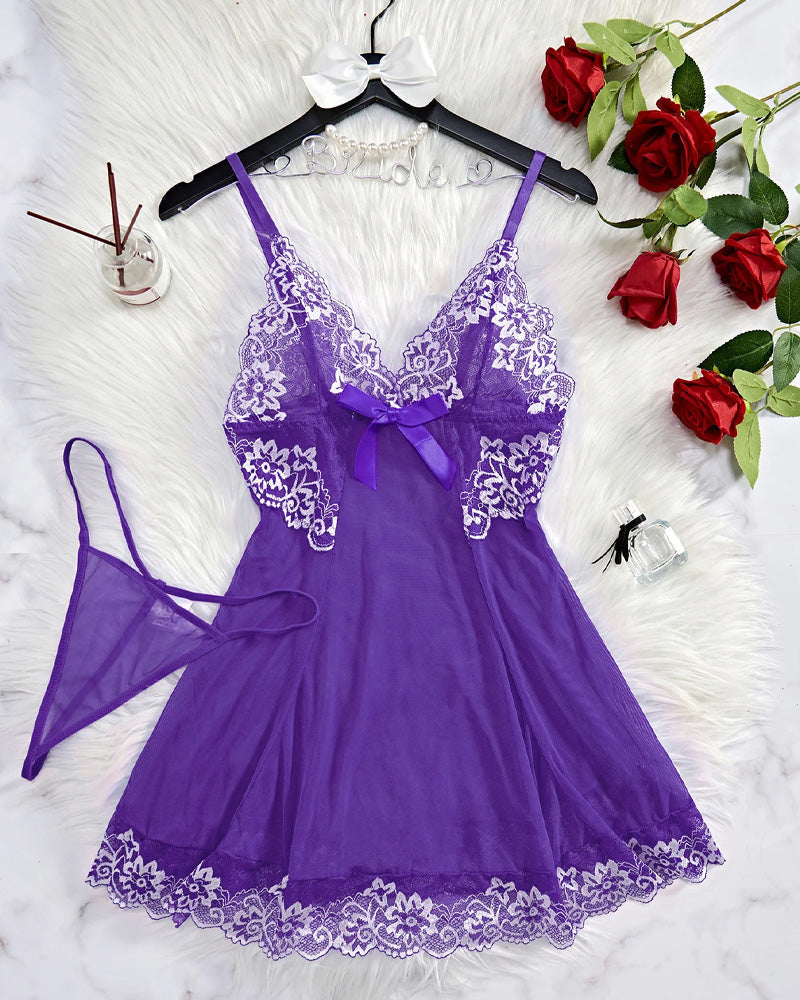 Ocevara Sexy Sheer Lace Nightgown with G-String - image 22