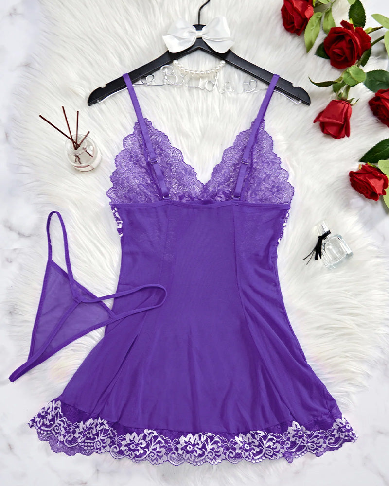 Ocevara Sexy Sheer Lace Nightgown with G-String - image 23