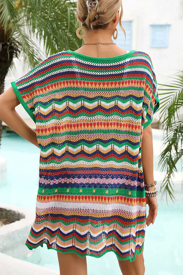 beachsissi Fashion Color Block Knitted Swimsuit Cover Up Secondary image