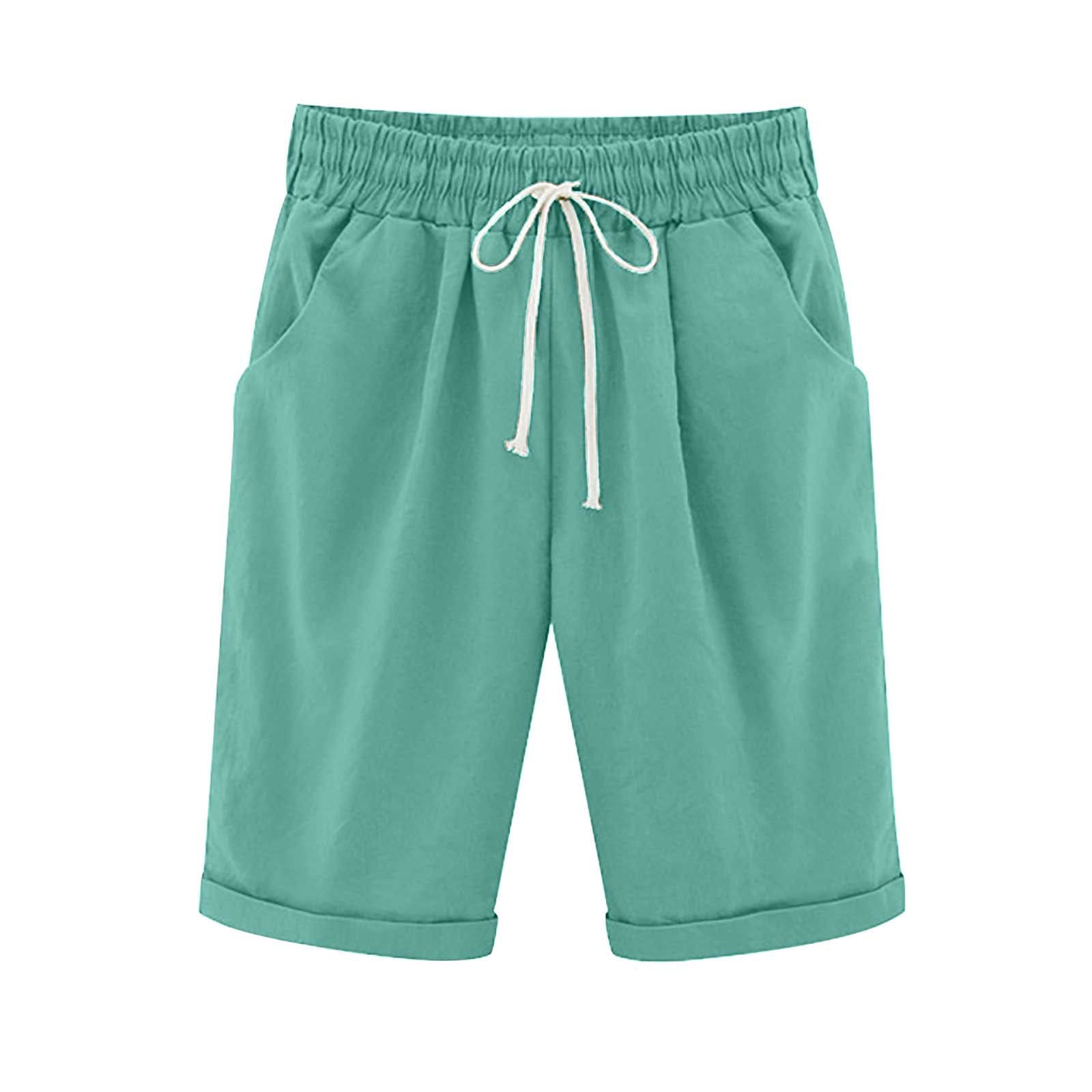Ocevara Ocevara - Women's Elastic Waist Knee Length Casual Cotton Bermuda Shorts with Drawstring - image 9