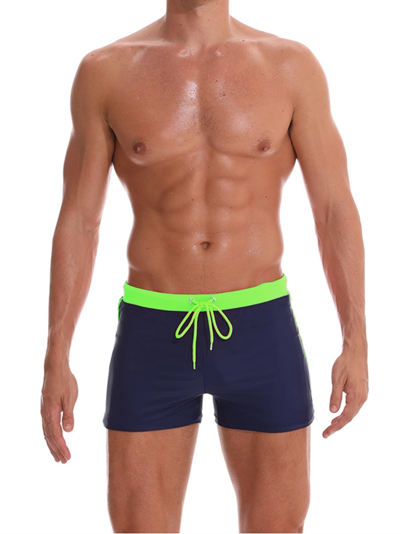 Men's Slim Fit Drawstring Square-Leg Swim Trunks