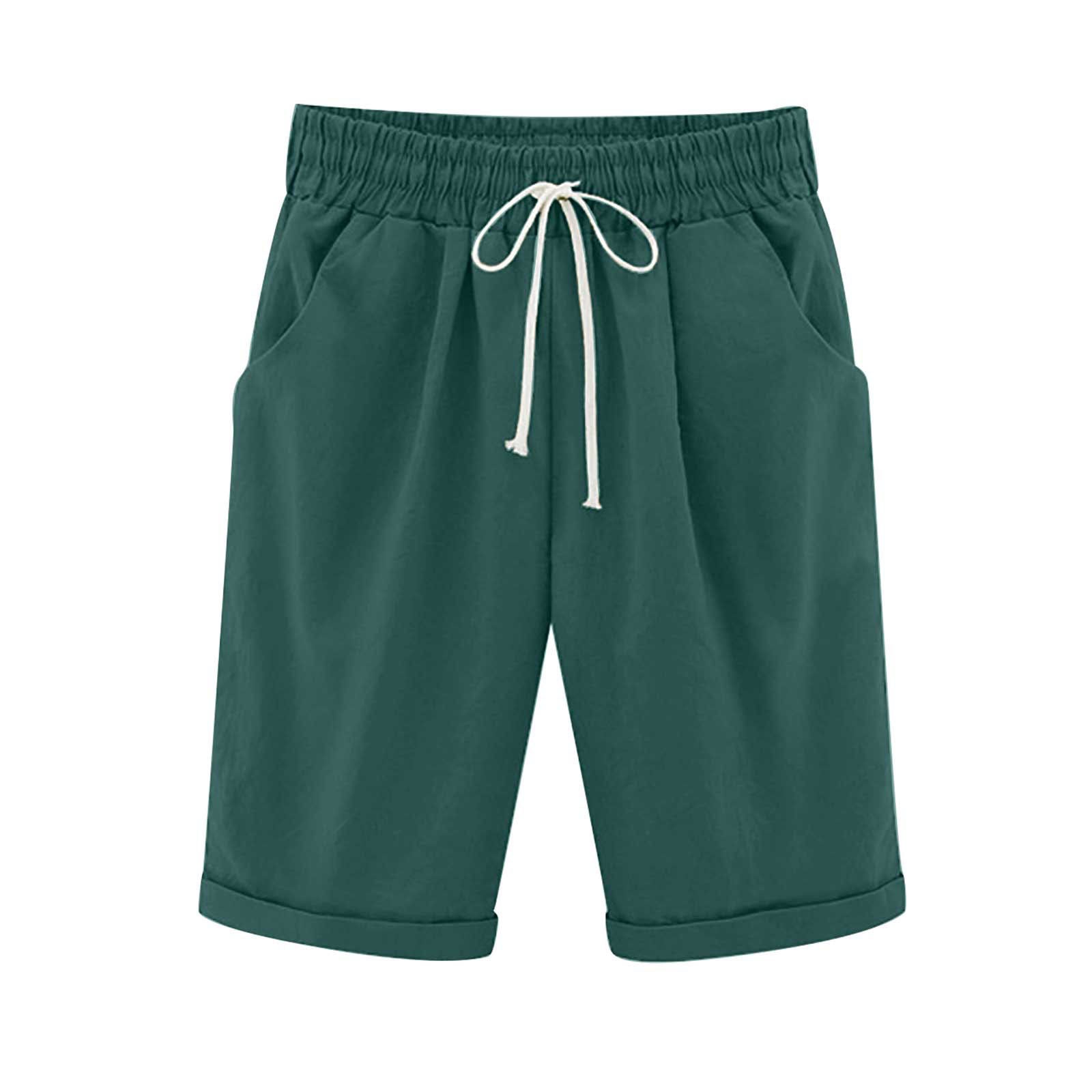 Ocevara Ocevara - Women's Elastic Waist Knee Length Casual Cotton Bermuda Shorts with Drawstring - image 21