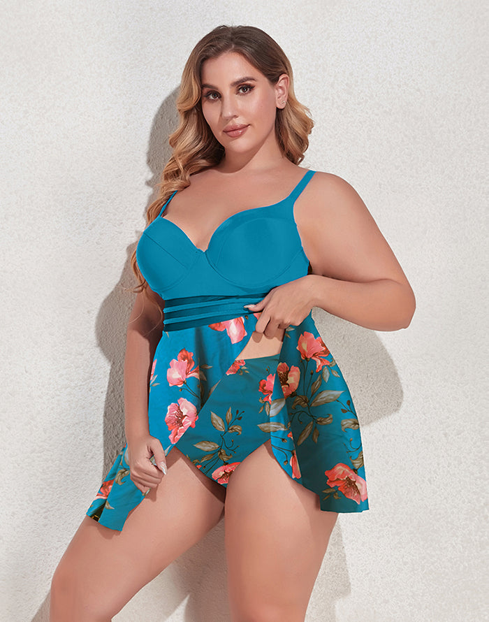 Ocevara Multicolor Camisole Plus Size Swimdress Tankini Swimsuit - image 6