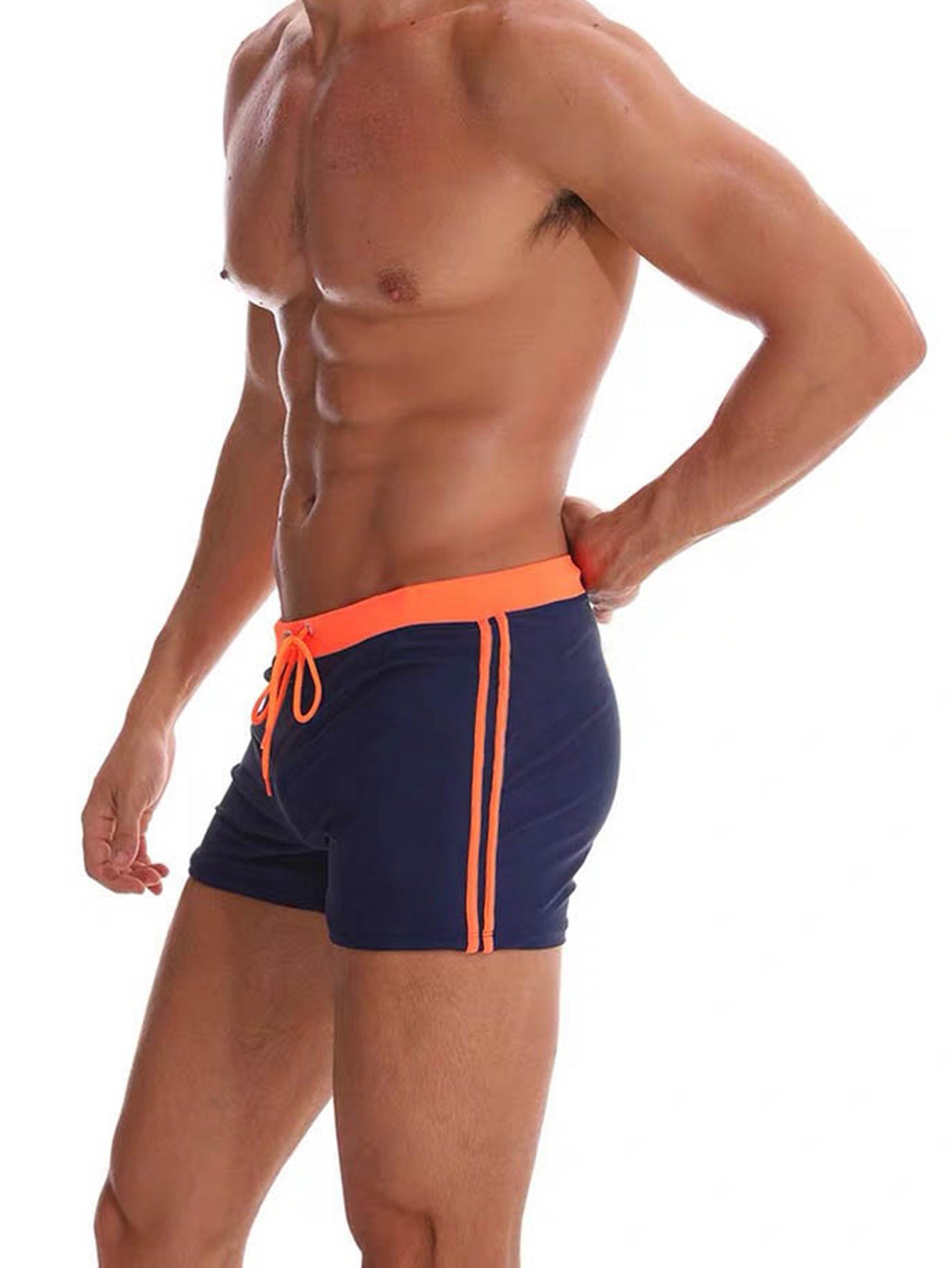 Men's Slim Fit Drawstring Square-Leg Swim Trunks