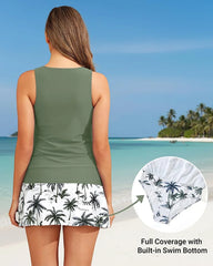 Ocevara Women's Tankini Swimsuits with Skirt - Two Piece Tummy Control Bathing Suits High Neck Swimwear - image 2