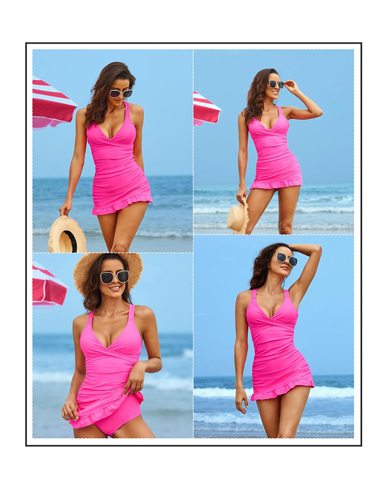 Ocevara Ocevara - Deep V Cross-Back Ruched One-Piece Swimsuit - image 7