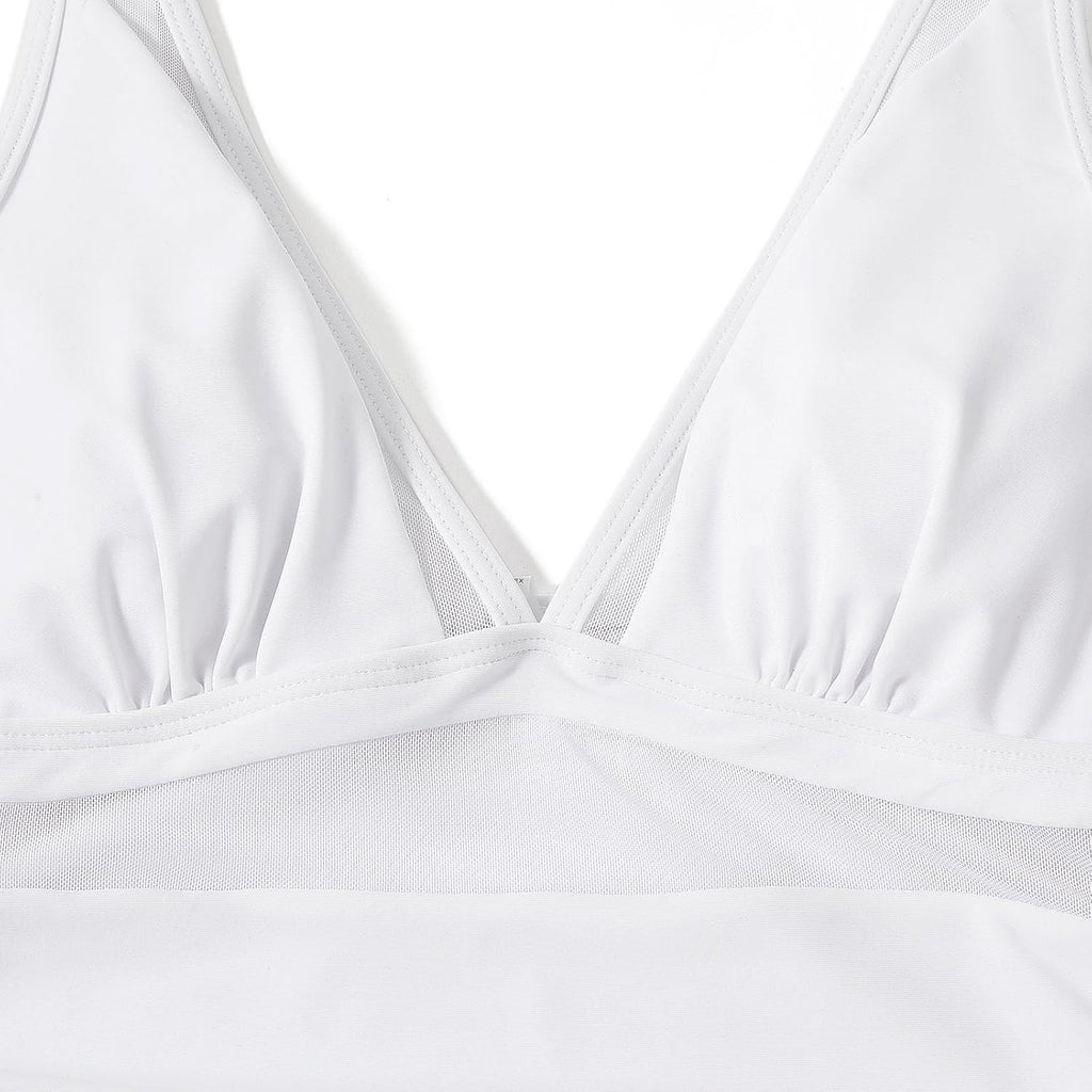 Ocevara - Women Sexy Mesh Tummy Control Swimsuit Push Up High Waisted Bathing Suit