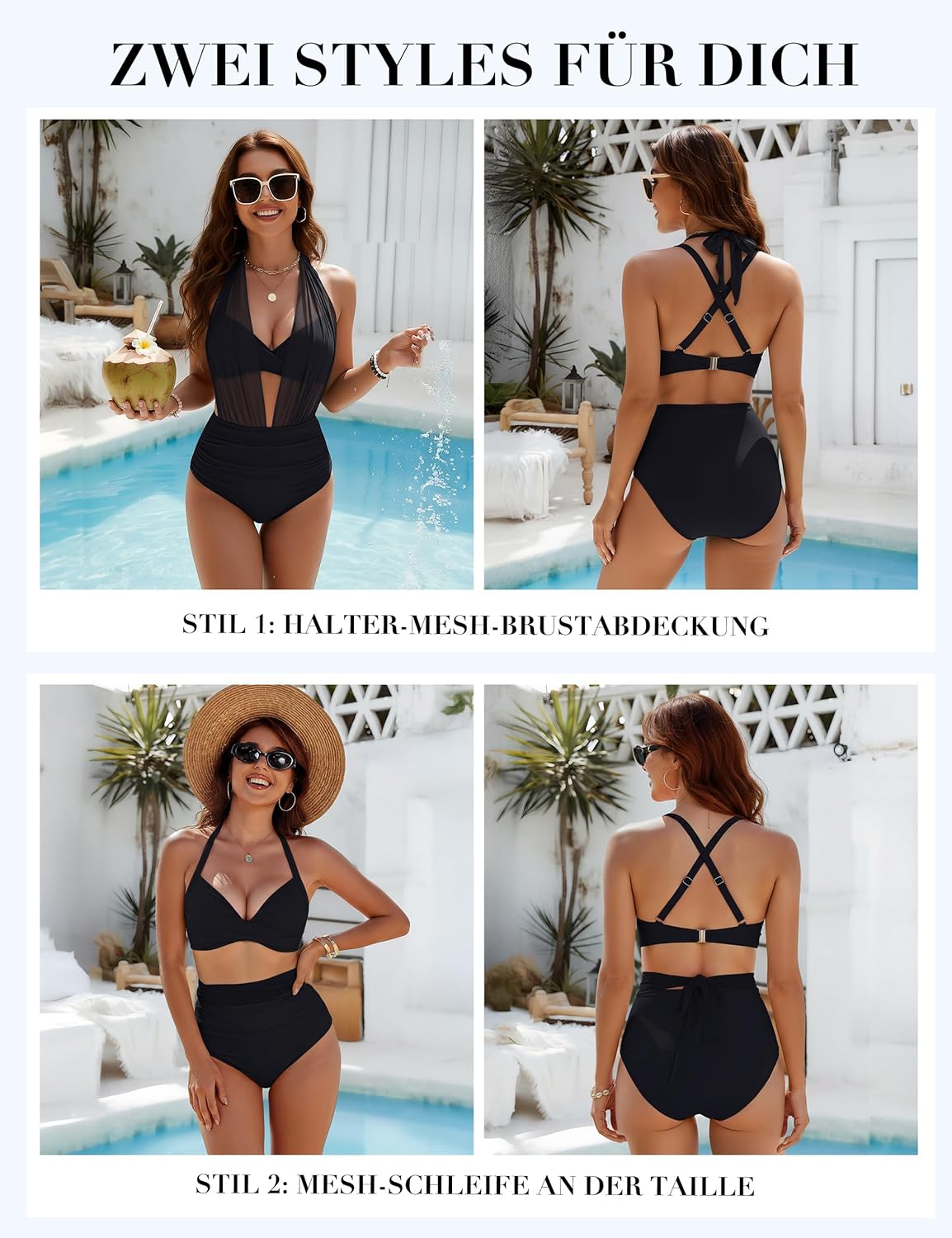 High Waisted Tummy Control Mesh Bikini Set