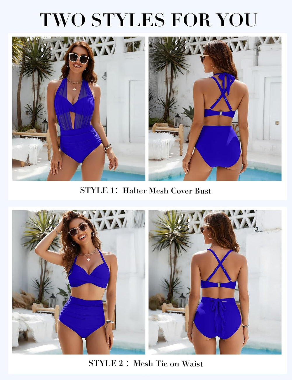 High Waisted Tummy Control Mesh Bikini Set