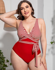 Ocevara Solid Striped Plus Size One-Piece Swimsuit - image 3