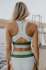 Ocevara Striped Zipper Back Chic Bikini Set - image 2