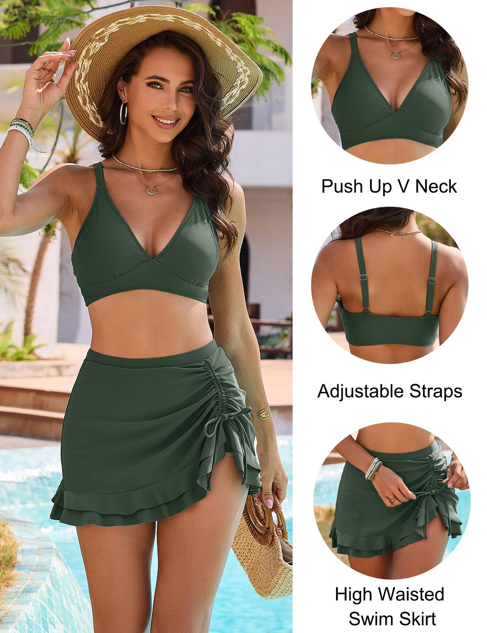Ocevara Ocevara - Women's High Waisted Bikini Sets Tummy Control Swim Skirt Two Piece Swim Suit - image 16