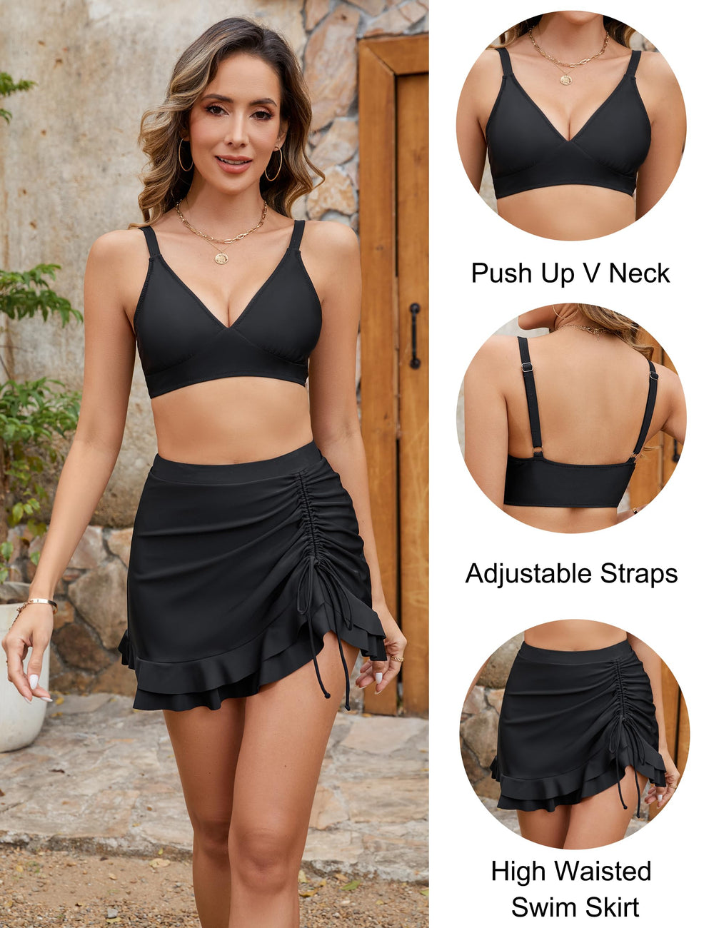 Ocevara Ocevara - Women's High Waisted Bikini Sets Tummy Control Swim Skirt Two Piece Swim Suit - image 6