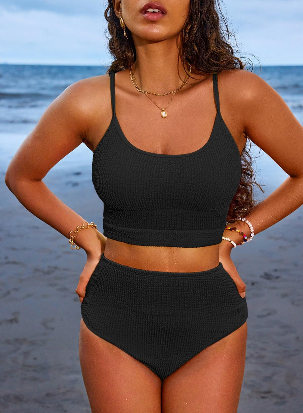 Ocevara Ocevara - Women 2 Piece Bikini Set High Waisted Color Block Swimsuit Beach Scrunch Ribbed - image 17