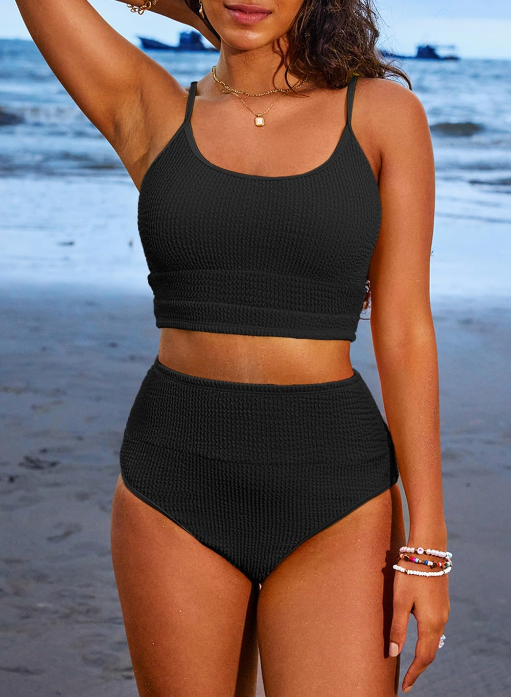 Ocevara Ocevara - Women 2 Piece Bikini Set High Waisted Color Block Swimsuit Beach Scrunch Ribbed - image 16