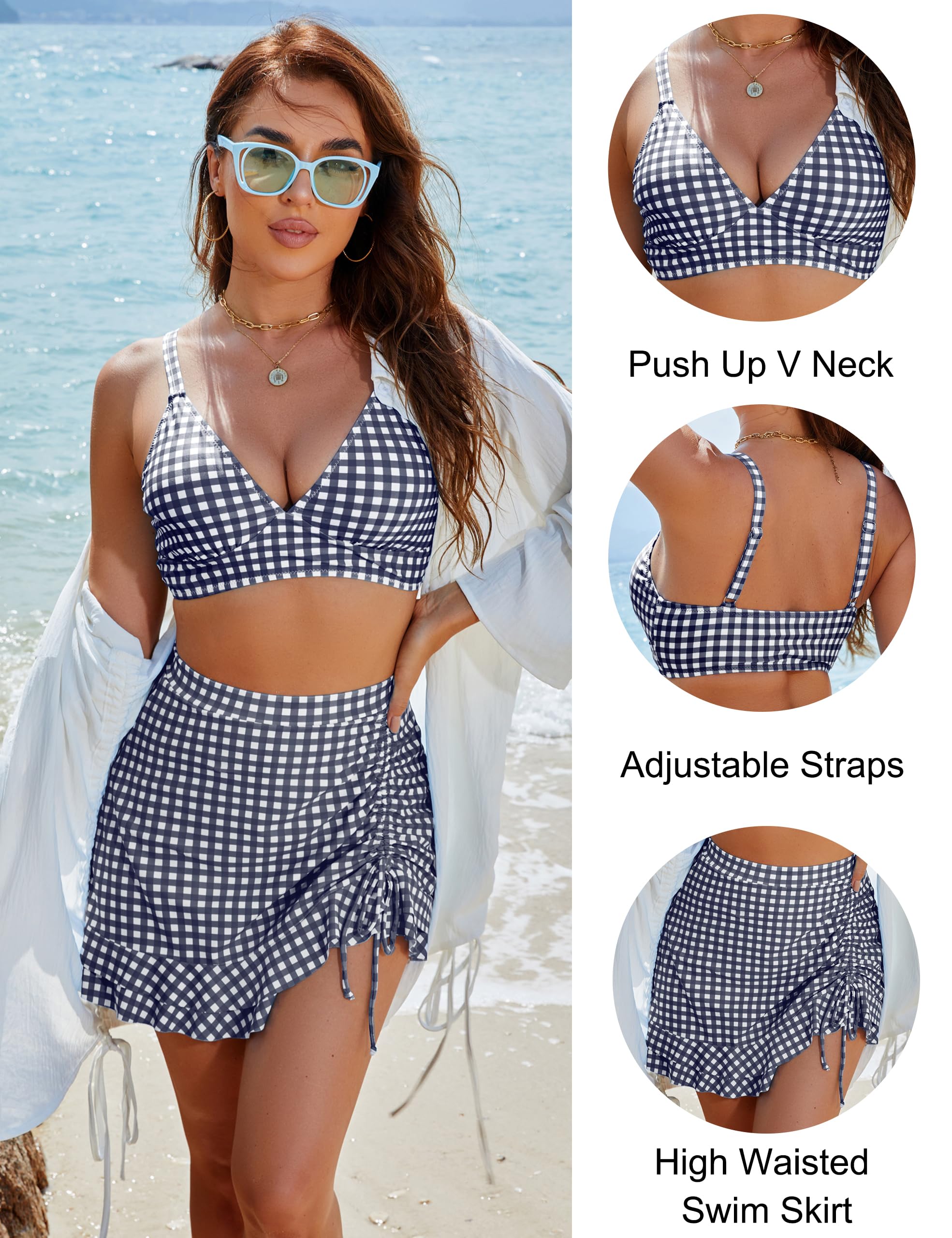 Ocevara Ocevara - Women's High Waisted Bikini Sets Tummy Control Swim Skirt Two Piece Swim Suit - image 25