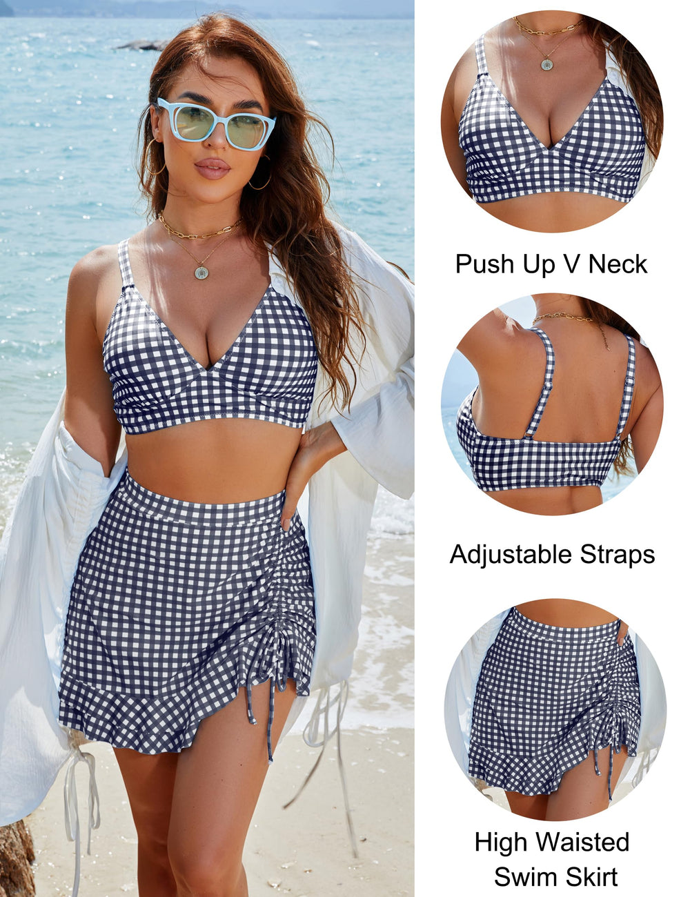 Ocevara Ocevara - Women's High Waisted Bikini Sets Tummy Control Swim Skirt Two Piece Swim Suit - image 25